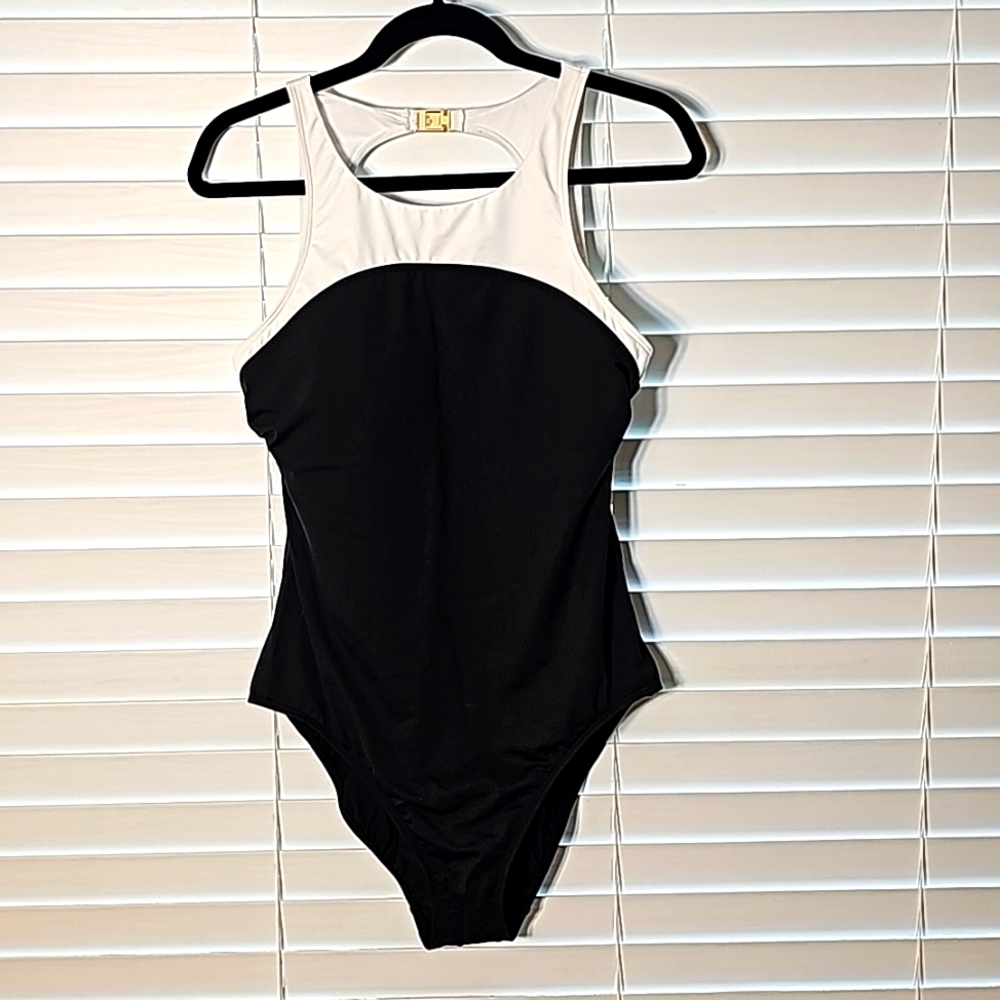 Lauren Ralph Lauren One Piece Black & White Swimsuit Size 14